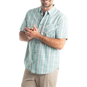 Chemise pour homme en popeline 100% coton, manches courtes, col boutonné, col montant, respirante, logo personnalisé, ODM, style vacances - Product Image 5