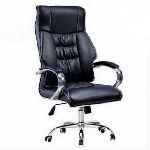 Furnitur kantor ergonomis lembut pijat murah, dudukan eksekutif, kursi kantor kulit PU hitam mewah dengan sandaran kaki