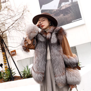 Giacca di pelliccia di volpe da donna alla moda con autentica pelle di pecora - Product Image 3