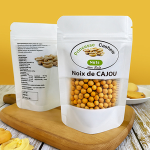 Biểu tượng tùy chỉnh Túi giấy Kraft trắng với cửa sổ và <span class=keywords><strong>ziplock</strong></span> bao bì linh hoạt đứng lên túi cho thực phẩm - Product Image 1