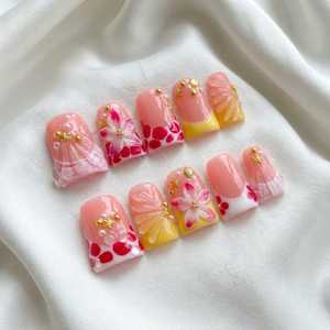 Unghie Finte Press-On All'Ingrosso, Corte, di Lusso, Fatte a Mano, Stile Duckbill Flare Y2K, per Feste, Unghie Artificiali in Offerta - Product Image 1