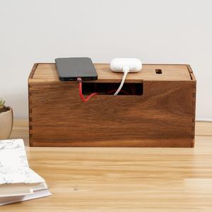 Boîte de gestion des câbles en bois d'acacia, cache-câbles et organisateur en bois pour multiprises et câbles de télévision - Product Image 4
