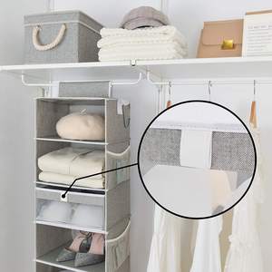 Grand organisateur de placard <span class=keywords><strong>suspendu</strong></span> à 6 étagères avec 1 <span class=keywords><strong>tiroir</strong></span> en tissu plastique PP pour vêtements chaussures sacs pour armoires armoires - Product Image 4