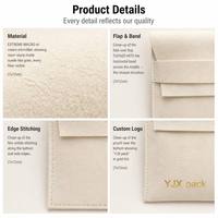 Pochette à bijoux personnalisée en microfibre crème avec rabat, 7x12cm, emballage de luxe pour bijoux, pochette pour boucles d'oreilles, OEM, faible MOQ