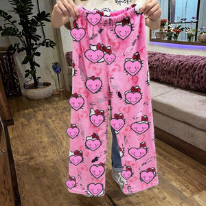 Pijamas de Franela para Niñas, Estampados Personalizados al por Mayor, Transpirables, con Dibujos Animados de Leopardo, Estilo Kawaii, Ropa de Dormir para el Hogar, Navidad - Product Image 3