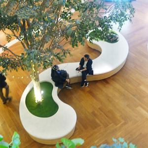 Base Curva Resistente a la Intemperie con Acabado de Madera y Maceteros Florales para Uso Comercial en Exteriores, Ecológica y Duradera - Product Image 6