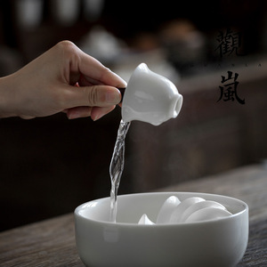 Dehua White Porcelain <b>Tea</b> Bowl Round Ceramic Kung Fu <b>Tea</b> <b>Set</b> Accessory Brush Washer Water Dropper - Product Image 4