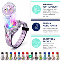 Montre musicale rotative pour enfants, 12 thèmes, montre électronique de dessin animé lumineuse