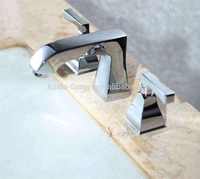 Robinet de lavabo de salle de bain à double poignée, finition or poli, à économie d'eau, garantie 5 ans, avec cartouche céramique, entreaxe 8 pouces