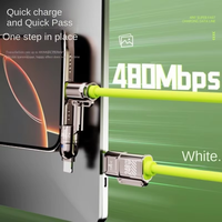 Câble de données en alliage de zinc tressé 4 en 1 avec connecteurs Micro USB et Type-C pour iPhone, charge rapide PD et transfert de données