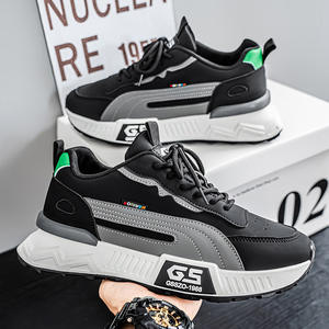 New Style Casual Sporty <b>Running</b> Men's Shoes Knitted Thick Rubber Soles Anti-slip Wear-resistant Anti-odor Cushioning Suitable - Product Image 1