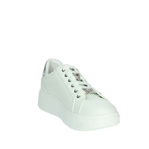 Sneakers Donna Valleverde Bianche Argento in Pelle Traforata Stile Platform - Product Image 5