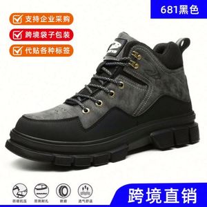 Green Oxford Fabric Safety Sneakers Anti-smash Steel Toe Unisex Puncture-Proof <b>Plastic</b> <b>Mesh</b> Lining Rubber Outsole Winter Shoes - Product Image 4