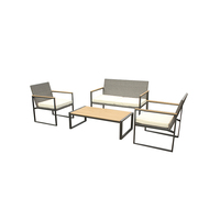 Juego de Sofás de 4 Piezas para Conversación, Muebles de Exterior, Grupos de Asientos, Sofás Listos para Enviar, Conjuntos de Lujo para Patio, Jardín y Ocio