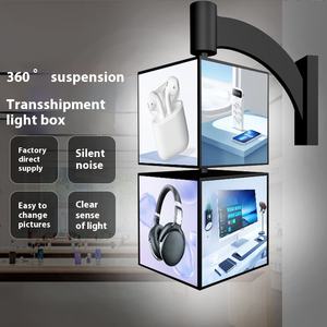 Boîte LED rotative pour publicité extérieure nocturne, en acier, multicouche, verticale, carrée, à quatre faces, pour restauration, avec porte latérale à clipser - Product Image 3