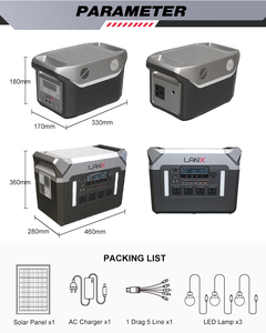 1500W 1100WH Portable Solar Power Station Home Camping Outdoor <b>Generator</b> With Bright LED Light Solar Panel Sets - Product Image 2