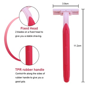 <strong>Women</strong> <strong>Razor</strong> Stainless Steel Blade with Vitamin E Aloe Vera Lubricant Rubber Handle Disposable <strong>Razor</strong> - Product Image 2