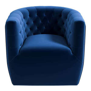 Nouvelle chaise pivotante Delaney en velours bleu foncé moderne - Durable et portable pour salon, chambre, salle à manger et hôtel - Product Image 5