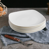 Ensemble d'assiettes à dîner carrées, noir et blanc, vaisselle en mélamine, pour Restaurant, 6 pièces