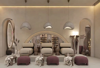Design d'intérieur de salon de beauté de luxe 100% personnalisé, boutique de soins de la peau, station de manucure, étagère murale, mobilier d'exposition pour salon de spa