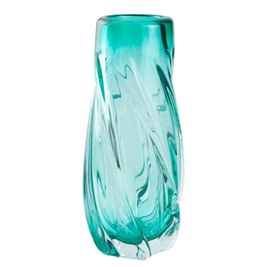 Vaso Art Deco in Cristallo Soffiato a Mano da 30 cm, <span class=keywords><strong>Turchese</strong></span> con Intricati Motivi in Vetro Trasparente Intrecciato, Decorazione per Matrimoni - Product Image 1