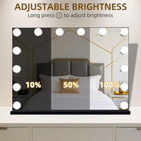 LED Dimmable 3 Color Light Smart for Desktop Vanity Mirror Metal Frame Single Square Silver Finish Customizable Mirror