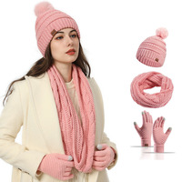 Ensemble bonnet d'hiver, bonnet à pompon, cache-cou et gants, gants tactiles, écharpe et gants pour femme, accessoires d'hiver imprimé léopard