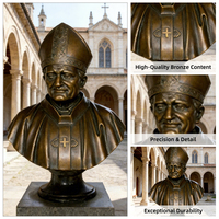 Décorations de jardin extérieur, sculptures de buste de pape en bronze de haute qualité, art religieux classique traditionnel