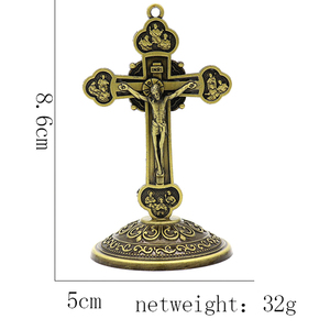 Estatua de Metal chapada en bronce antiguo de 5x8,6 cm, estatua de Jesús, crisol de pie católica, BZR21543 - Product Image 5