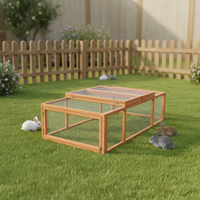 Grande maison pour animaux de compagnie en bois massif avec enclos de course, nichoir de luxe écologique pour lapins avec plateau amovible et rampe pour jardin