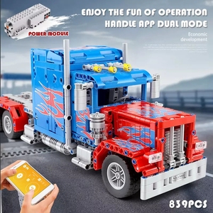 Молд король 15001 для мальчиков строительные блоки Moc <span class=keywords><strong>Optimus</strong></span> грузовик Премиум модель Сделай Сам мощный пульт дистанционного управления Кирпичи Детские развивающие игрушки набор - Product Image 2