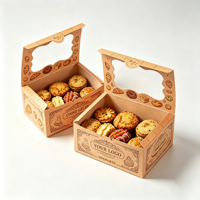 Boîte en carton kraft en gros avec couvercle rabattable et fenêtre festonnée, qualité alimentaire, pour biscuits, idéale pour le thé de l'après-midi et les cadeaux