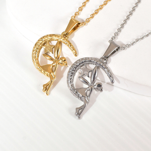 Collar con colgante de Ángel guardián de acero inoxidable, collar de princesa <span class=keywords><strong>Tinkerbell</strong></span> de alto pulido, joyería para niñas - Product Image 3