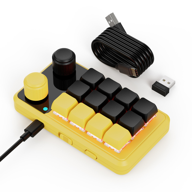 For Wireless Programming Macro Custom Knob RGB 3 Key Copy Paste Mini Button Photoshop Gaming Keypad Mechanical Hotswap Red F455