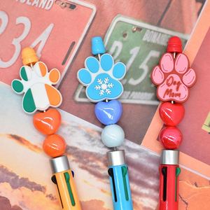 Accessoires de perles en PVC souple double face, série empreintes de pattes d'animaux mignons, perles rondes DIY pour stylos, perles focales pour le commerce transfrontalier - Product Image 2