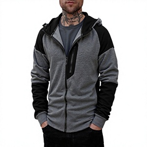 Men's Vintage French Terry Contrast Zipper Long Sleeve Hooded Sweatshirt Jacket Athletic Functional Customizable Autumn - Product Image 1