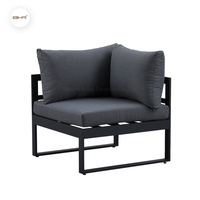 Ensemble de meubles d'extérieur BHR, canapé d'angle en aluminium blanc moderne en forme de L et table centrale