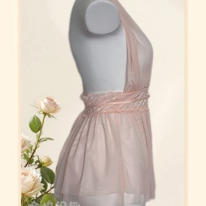 Chemise de nuit en mousseline de soie à col halter avec ceinture en dentelle, vêtements de nuit pour femmes 8118 - Product Image 1