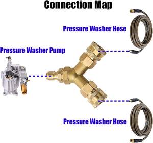 Adaptateur en T en laiton 4000 PSI <span class=keywords><strong>à</strong></span> connexion rapide 3/8 pour nettoyeur haute pression, pour le déviationnement de l'eau de sortie de <span class=keywords><strong>machine</strong></span> de lavage de voiture - Product Image 2