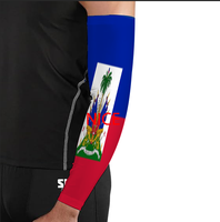 Manchon de bras personnalisé avec drapeau national haïtien, couvre-bras élastique pour le cyclisme, la pêche, la randonnée, l'école, le quotidien et les trajets domicile-travail.