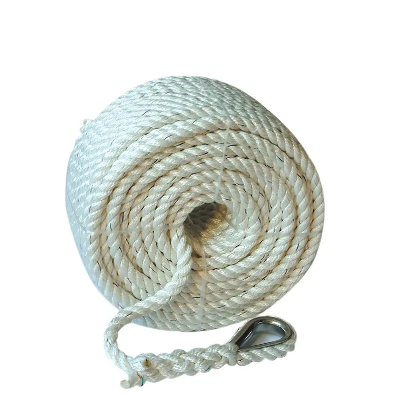 JINLI Hot Selling Marine Rope 3 Strands Twisted Nylon Rope Hot Selling Dock Line with Thimble