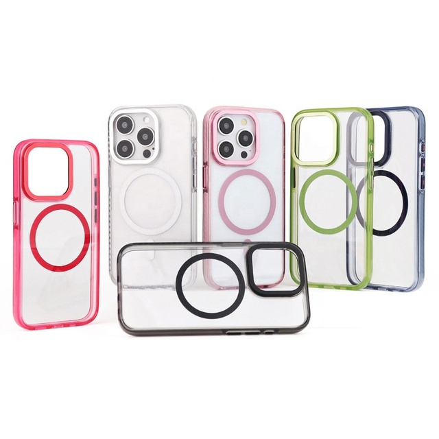 Wholesale 2024 New Trend TPU+PC+TPE+Magnetic Wireless Charging Transparent Waterproof Shockproof Phone Case for 13-16