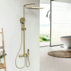 Ensemble de <span class=keywords><strong>douche</strong></span> à 4 fonctions et mélangeur de <span class=keywords><strong>douche</strong></span> de salle de bain en or brossé - Product Image 5