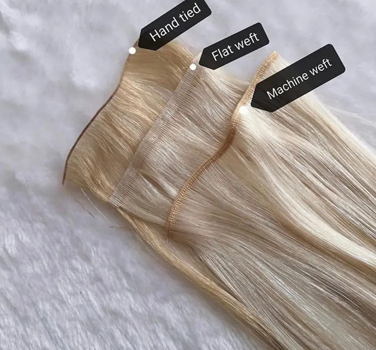 TopElles custom all kinds handtied weft machine made flat weft 100% human remy virgin hair double drawn weft for salon