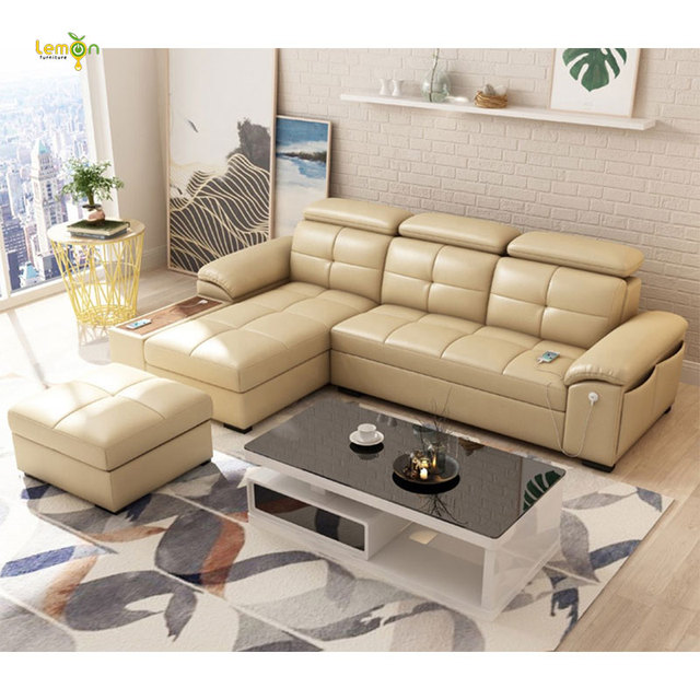 Living Room Intelligent Sofa Bed Modern Simple Foldable Storage Multi-functional Leather Smart Sofa