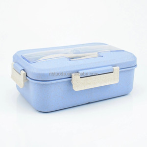 Stackable Bento Box dành cho người lớn ăn trưa Box Kit với Spoon & Fork, 3 ngăn rơm lúa mì bữa ăn Prep container - Product Image 1