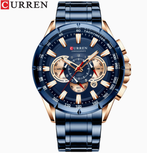 Montre-bracelet de sport pour homme, mouvement à quartz, en acier inoxydable 8363, étanche 3 ATM, style simple et luxueux - Product Image 3