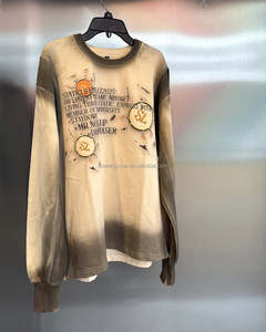 Logotipo personalizado Vintage Design Impresso Tripulação Pescoço Manga Longa Sun Desvanecido Respirável De Malha 100% Algodão Casual Regular Fit Manga Longa - Product Image 4