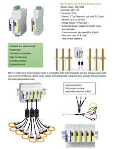 <span class=keywords><strong>3</strong></span> Fase Multi-Circuit Meten Vermogensmeter Mobus Rtu Rs485 Communicatie-Energiemeter Met Ct - Product Image 4