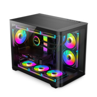 Caja de PC de Torre Media con Vidrio Templado Curvo, Diseño Vista al Mar, Chasis para Juegos MicroATX en Stock, 9 Ventiladores Preinstalados